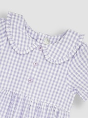 JoJo Maman Bébé Lilac Purple Gingham Button Front Collar Tea Dress - Image 2 of 3