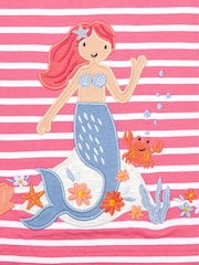 JoJo Maman Bébé Raspberry Pink Mermaid Appliqué Frill Sleeve T-Shirt - Image 3 of 3