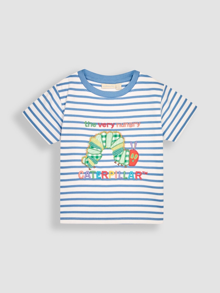 JoJo Maman Bébé Blue The Very Hungry Caterpillar Applique T-Shirt - Image 1 of 6