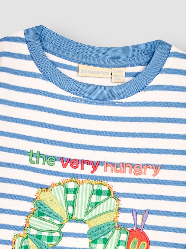 JoJo Maman Bébé Blue The Very Hungry Caterpillar Applique T-Shirt - Image 2 of 6