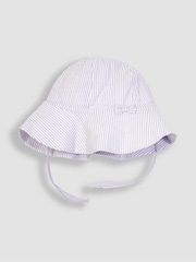 JoJo Maman Bébé Lilac Purple Seersucker Stripe Floppy Sun Hat - Image 1 of 3