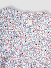 JoJo Maman Bébé Pink Summer Ditsy Floral Puff Sleeve Jersey Dress - Image 2 of 3