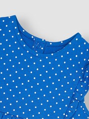 JoJo Maman Bébé Blue Bird Appliqué Frill Shoulder Pretty Summer Jersey Dress - Image 2 of 3