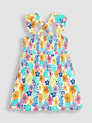 JoJo Maman Bébé Multi Floral Cross Back Smocked Jersey Dress - Image 1 of 3
