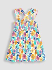 JoJo Maman Bébé Multi Floral Cross Back Smocked Jersey Dress - Image 2 of 3