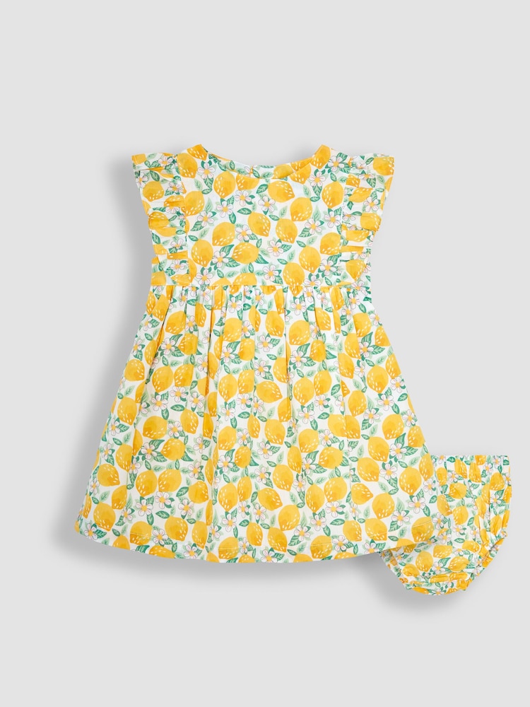 JoJo Maman Bébé White Lemon Bloom Pretty Summer Baby Dress - Image 1 of 4