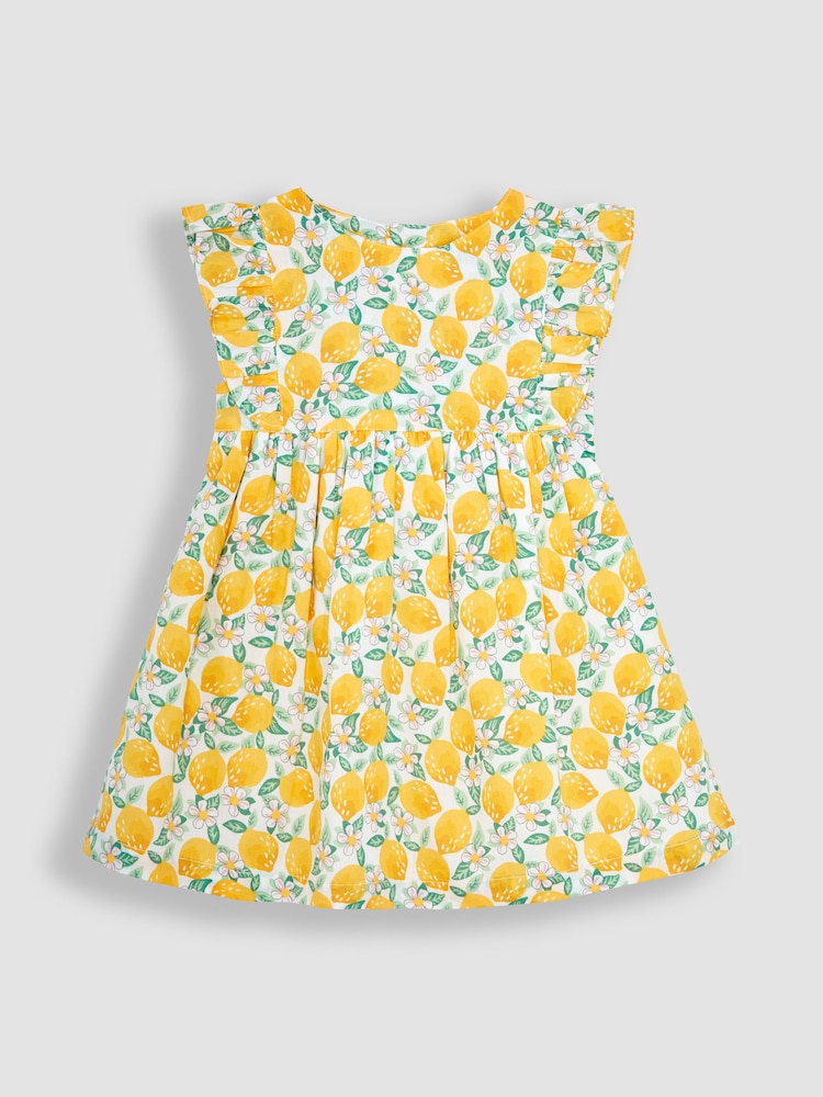 JoJo Maman Bébé White Lemon Bloom Pretty Summer Baby Dress - Image 2 of 4