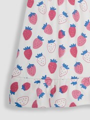 JoJo Maman Bébé Pink Strawberry Frill Shoulder Pretty Summer Jersey Dress - Image 4 of 4