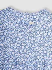 JoJo Maman Bébé Blue Strawberry Ditsy Floral Puff Sleeve Jersey Dress - Image 3 of 4