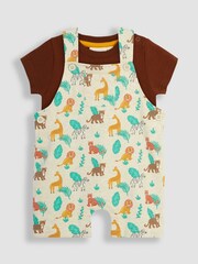 JoJo Maman Bébé Natural Safari Animals Dungarees & T-Shirt 2-Piece Set - Image 1 of 5