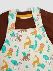 JoJo Maman Bébé Natural Safari Animals Dungarees & T-Shirt 2-Piece Set - Image 4 of 5