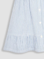JoJo Maman Bébé Blue Seersucker Stripe Collar Button Through Dress - Image 3 of 3