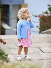 JoJo Maman Bébé Coral Nautical Ditsy Floral Ruffle Sleeve Jersey Dress - Image 1 of 4