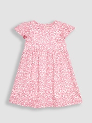 JoJo Maman Bébé Coral Nautical Ditsy Floral Ruffle Sleeve Jersey Dress - Image 2 of 4
