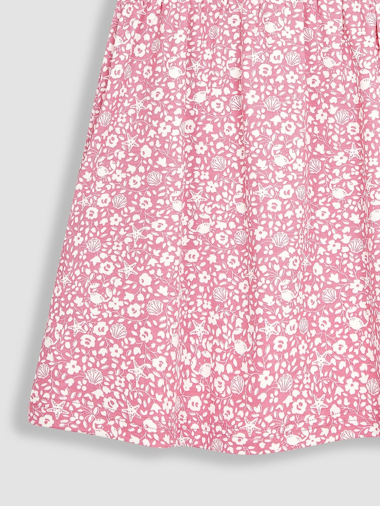 JoJo Maman Bébé Coral Nautical Ditsy Floral Ruffle Sleeve Jersey Dress - Image 4 of 4