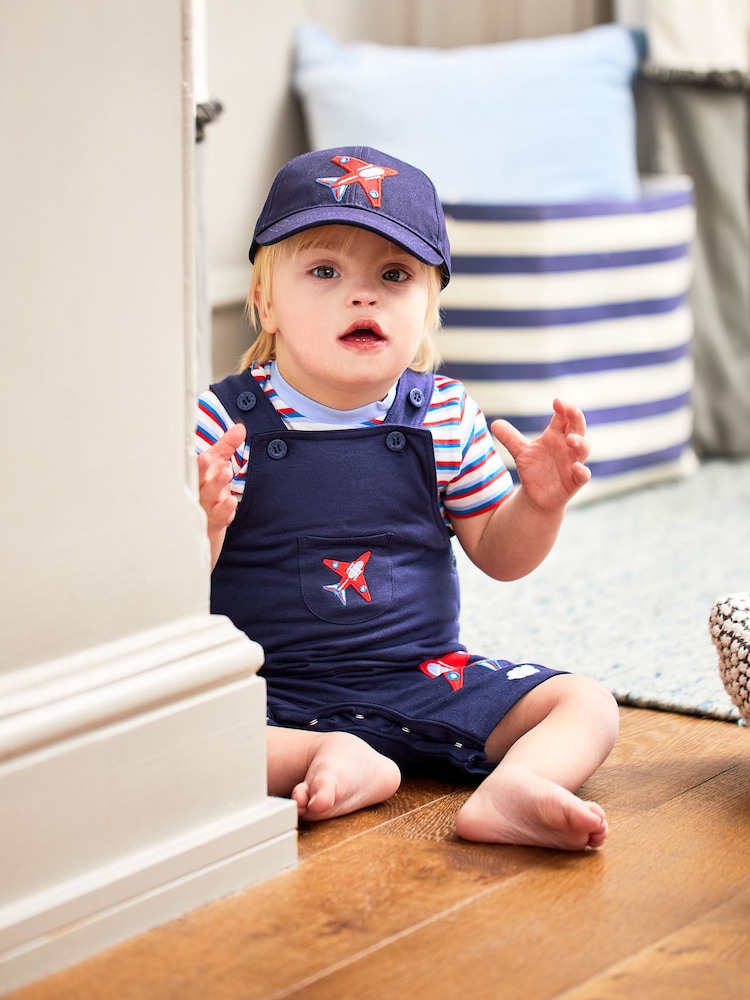JoJo Maman Bébé Navy 2-Piece Red Arrows Dungarees & T-Shirt Set - Image 1 of 8
