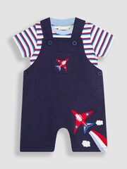 JoJo Maman Bébé Navy 2-Piece Red Arrows Dungarees & T-Shirt Set - Image 2 of 8