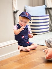 JoJo Maman Bébé Navy 2-Piece Red Arrows Dungarees & T-Shirt Set - Image 5 of 8