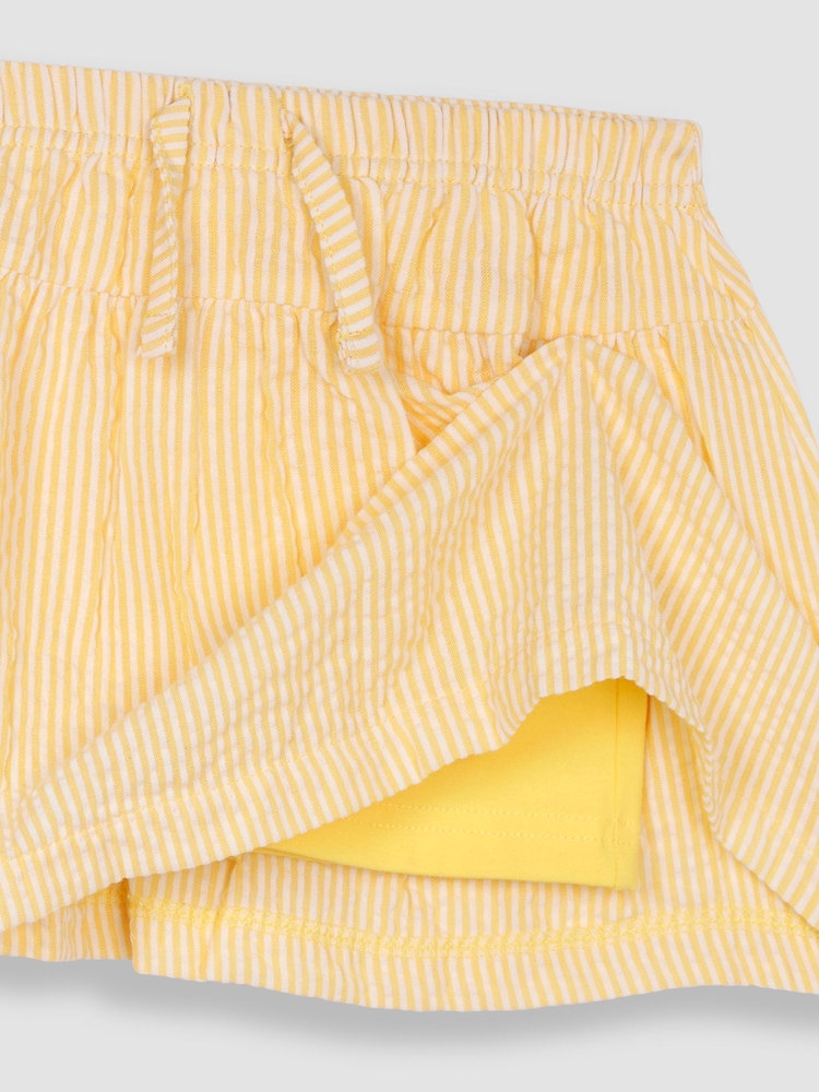 JoJo Maman Bébé Yellow Seersucker Stripe Skort - Image 3 of 3
