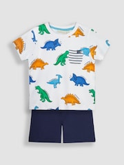 JoJo Maman Bébé Navy Blue Dino Printed T-Shirt & Shorts Set - Image 1 of 4