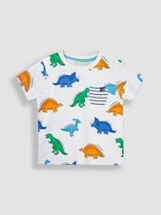 JoJo Maman Bébé Navy Blue Dino Printed T-Shirt & Shorts Set - Image 2 of 4