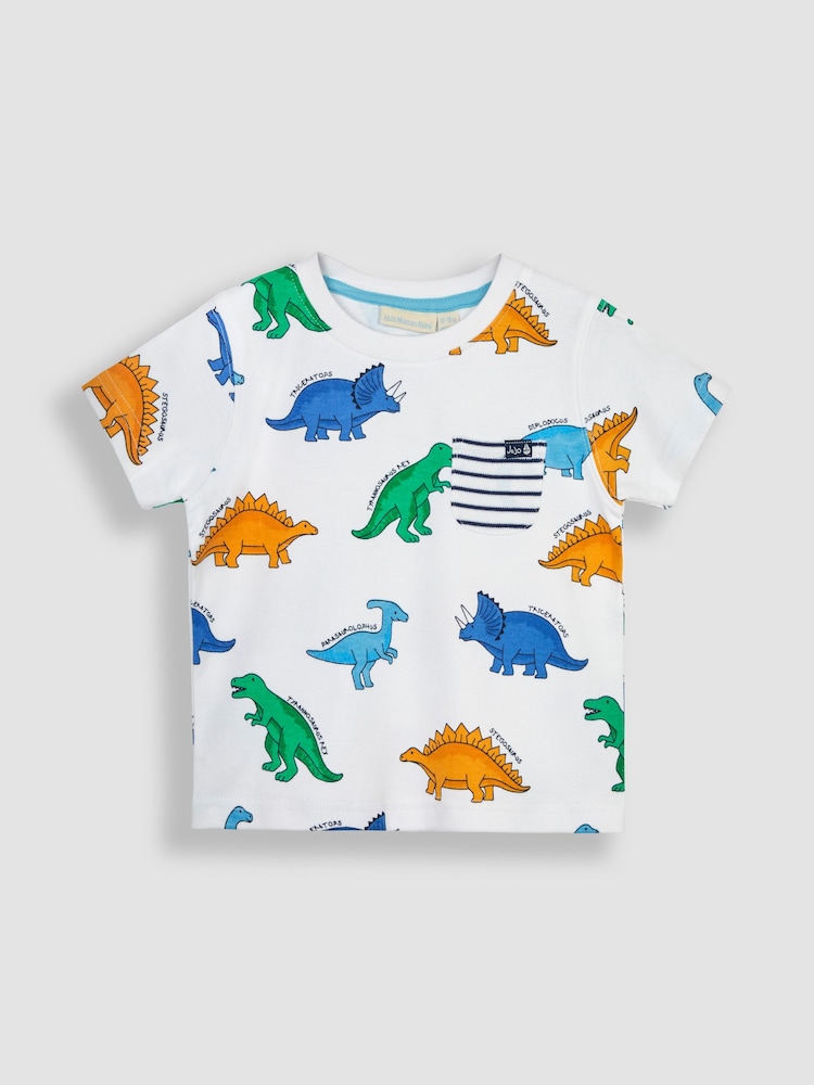 JoJo Maman Bébé Navy Blue Dino Printed T-Shirt & Shorts Set - Image 2 of 4