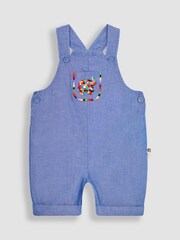 JoJo Maman Bébé Chambray 2-Piece Elmer Embroidered Dungarees & T-Shirt Set - Image 3 of 5