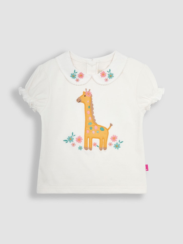 JoJo Maman Bébé Cream 2-Piece Giraffe Applique T-Shirt & Leggings Set - Image 2 of 4