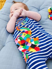 JoJo Maman Bébé Navy Elmer Appliqué Romper - Image 2 of 5