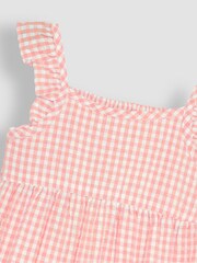 JoJo Maman Bébé Pink Gingham Frill Shoulder Tiered Dress - Image 2 of 3