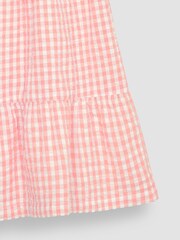 JoJo Maman Bébé Pink Gingham Frill Shoulder Tiered Dress - Image 3 of 3