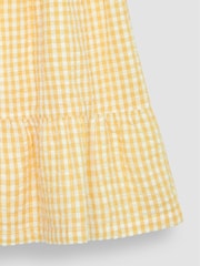 JoJo Maman Bébé Yellow Gingham Frill Shoulder Tiered Dress - Image 2 of 3