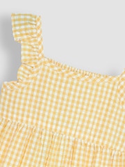 JoJo Maman Bébé Yellow Gingham Frill Shoulder Tiered Dress - Image 3 of 3