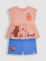 JoJo Maman Bébé Pink 2-Piece Gruffalo Appliqué T-Shirt & Shorts Set - Image 4 of 7