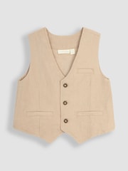 JoJo Maman Bébé Natural 3-Piece Waistcoat, Shirt & Trousers Set - Image 3 of 7