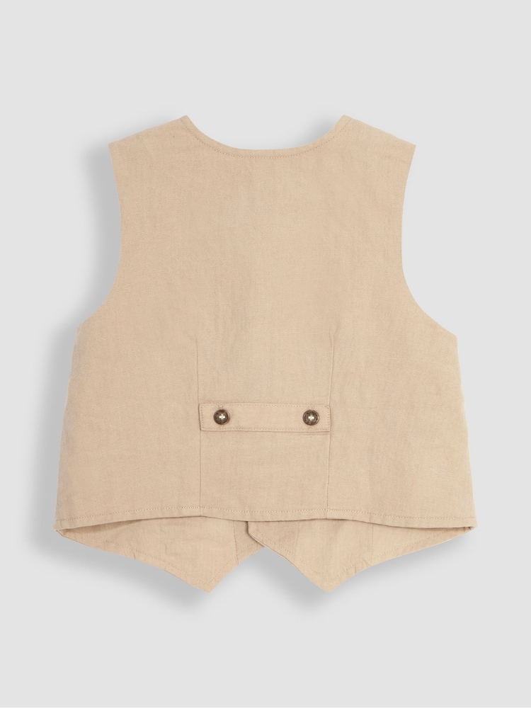 JoJo Maman Bébé Natural 3-Piece Waistcoat, Shirt & Trousers Set - Image 4 of 7