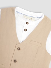 JoJo Maman Bébé Natural 3-Piece Waistcoat, Shirt & Trousers Set - Image 7 of 7