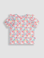 JoJo Maman Bébé Multi 2-Pack Pretty Peach & Frill Sleeve T-Shirts - Image 2 of 5