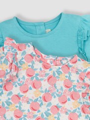 JoJo Maman Bébé Multi 2-Pack Pretty Peach & Frill Sleeve T-Shirts - Image 4 of 5