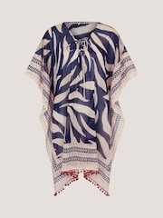 Monsoon Blue Paloma Print Mini Kaftan - Image 2 of 6