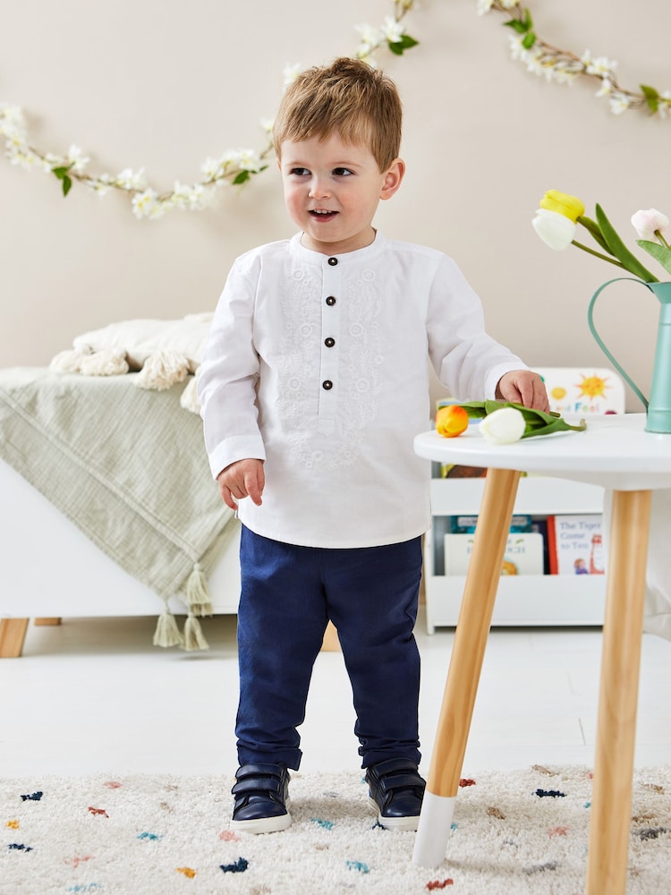 JoJo Maman Bébé 2-Piece Eid Embroidered Grandad Shirt & Trousers Set - صورة 1 من 6