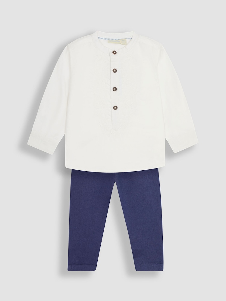 JoJo Maman Bébé 2-Piece Eid Embroidered Grandad Shirt & Trousers Set - Imagen 2 de 6 JoJo Maman Bébé 2-Piece Eid Embroidered Grandad Shirt & Trousers Set - Imagen 2 de 6
