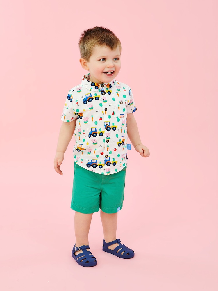 JoJo Maman Bébé Green 2-Piece Peppa Pig Shirt & Shorts Set - Image 1 of 9