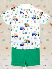 JoJo Maman Bébé Green 2-Piece Peppa Pig Shirt & Shorts Set - Image 5 of 9