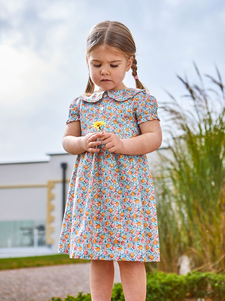 JoJo Maman Bébé Pink Apple & Peach Button Front Collar Tea Dress - Image 1 of 6