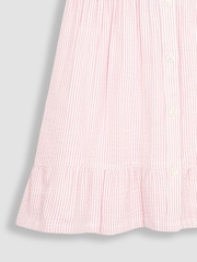 JoJo Maman Bébé Pink Seersucker Stripe Collar Button Through Dress - Image 3 of 3