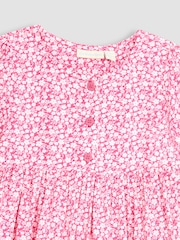 JoJo Maman Bébé Fuchsia Pink Ditsy Floral Button Front Classic Dress - Image 2 of 3