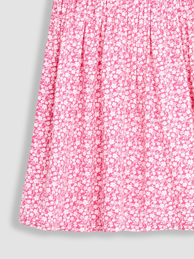 JoJo Maman Bébé Fuchsia Pink Ditsy Floral Button Front Classic Dress - Image 3 of 3
