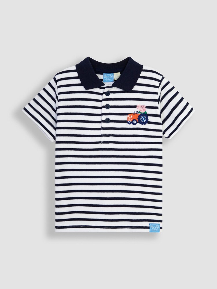 JoJo Maman Bébé Navy 2-Piece Peppa Pig Appliqué Polo Shirt & Shorts Set - Image 3 of 6