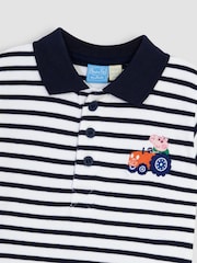 JoJo Maman Bébé Navy 2-Piece Peppa Pig Appliqué Polo Shirt & Shorts Set - Image 5 of 6